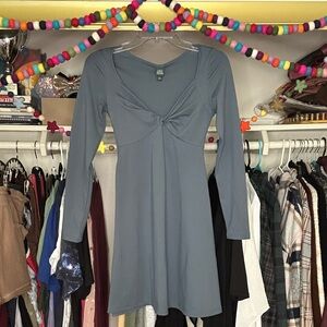 Wild Fable Blue Long Sleeve Twist Front Mini Dress